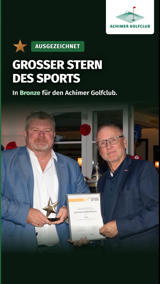 Großer Stern des Sports in Bronze ⭐ Wir freuen uns riesig: Für unser Engagement „Natürlich offen – Golf & Natur im…